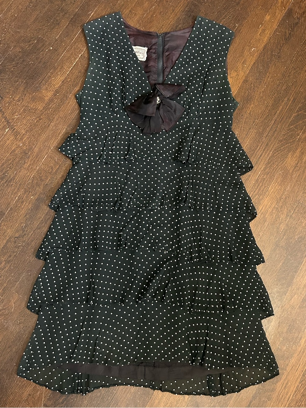 Vintage Young Edwardian Swiss Dot ruffled dress S